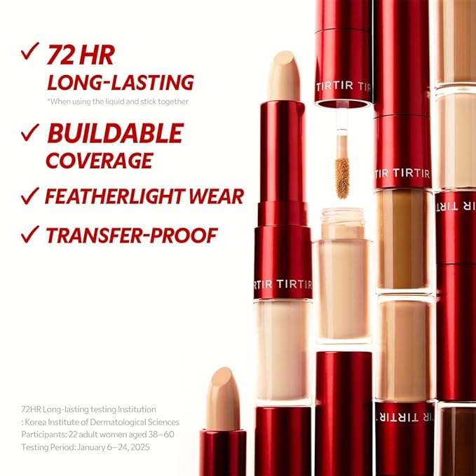 TIRTIR Glide&Hide Blurring Concealer - Creamy texture, Conceals dark circles and wrinkles, Dual formula (liquid tip & balm stick), Long-lasting wear, Korean Makeup, #8.3O, 0.28 Oz-Velvo Beauty