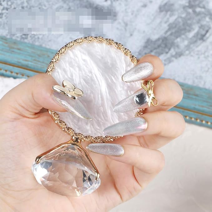 Golden Edge Resin Nail Art Palettes with Diamond Base Nail Mixing Palette Polish Color Mixing Plate Nail Holder Display Cosmetic Makeup Palette Tray Accessories-Velvo Beauty