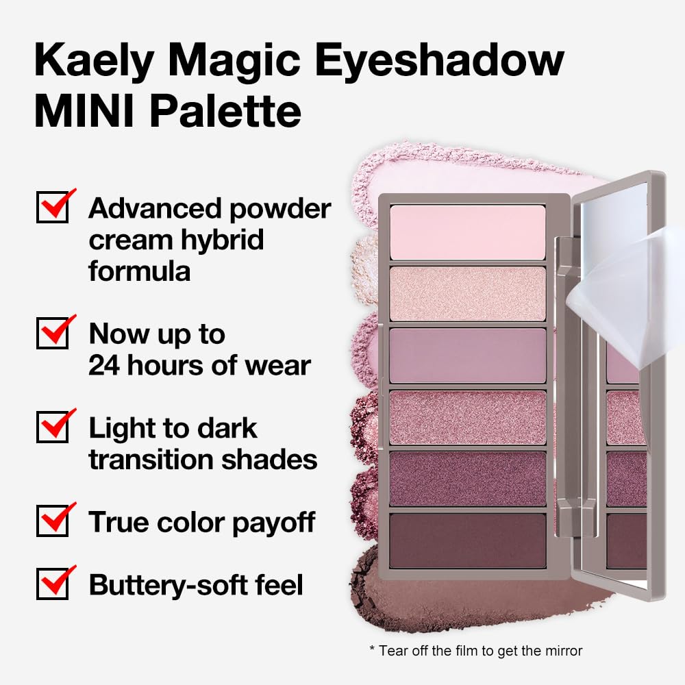Kaely 6 Colors Mini Rose Pink Eye Shadow Palette Makeup, Mauve Plum Matte Shimmer Eyeshadow Palette for Older Women Highly Pigmented Waterproof, paleta de sombras de ojos, Vegan & Cruelty-free, 04-Velvo Beauty