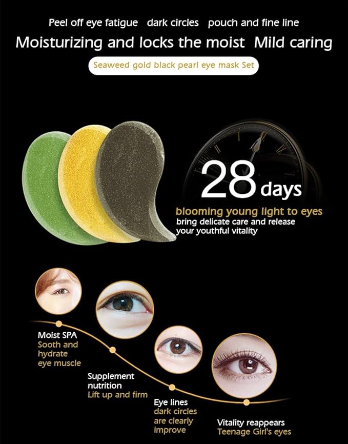 Senana MarinaUnder Eye Masks, Eye Lines And Moisturizing Eye Patches, Moisturizing, Nourishing, Improving Eye Bags, Dark Eye Circles, Under Eye Gel Pads with Collagen Hyaluronic Acid (60 Pieces) (PEARL MOISTURIZING Collagen)-Velvo Beauty