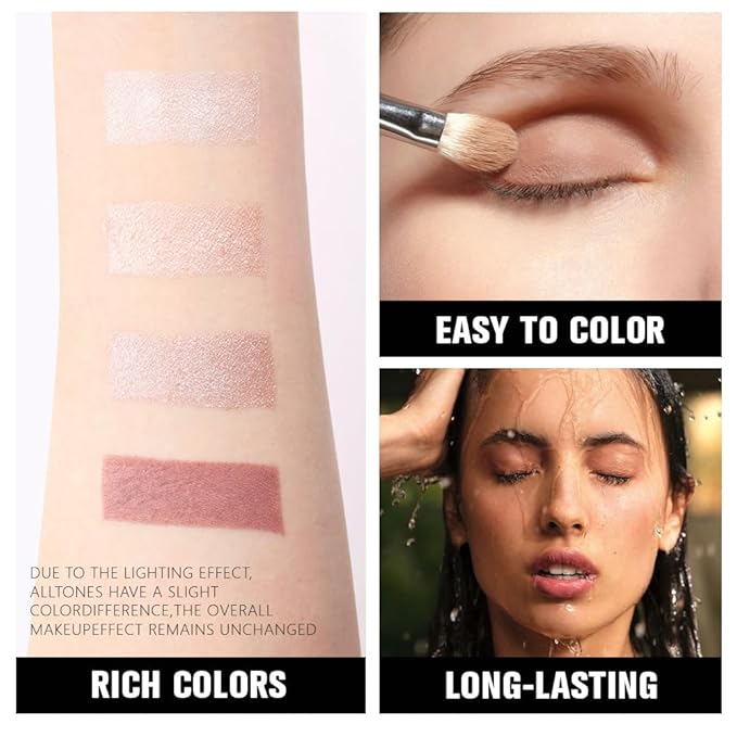 Kaely Powder Eyeshadow Quad, Pearl Mauve Glitter Shimmer Eyeshadow Palette Makeup, Neutral Eye Shadow Palette for Older Women Pigmented Waterproof, sombras para ojos, Blendable, Cruelty-free, 11-Velvo Beauty