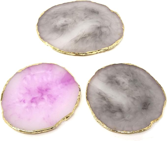 Honbay 2PCS Golden Edge Resin Nail Art Palettes Drawing Plates Manicure Display Tools for Women-Velvo Beauty
