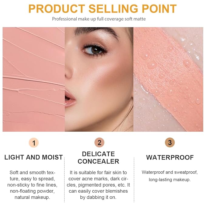 Kaely Pot Concealer Full Coverage Set,under Eye Brightener Concealer for Conceals Dark Circles,Waterproof Foundation Face Makeup Brush Kit,Color Correcting Concealer,Eye Ring corrector de ojeras 06-Velvo Beauty