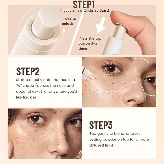 Freckle Stamp Pen, Waterproof Fake Freckles Makeup Tool, Upgrade Liquid Faux Freckles Pen, Quick-Dry, Long-Lasting, Lifelike, Natural Sunkissed Makeup, with Multi-Prong Precision Stamp Head (Dark)-Velvo Beauty