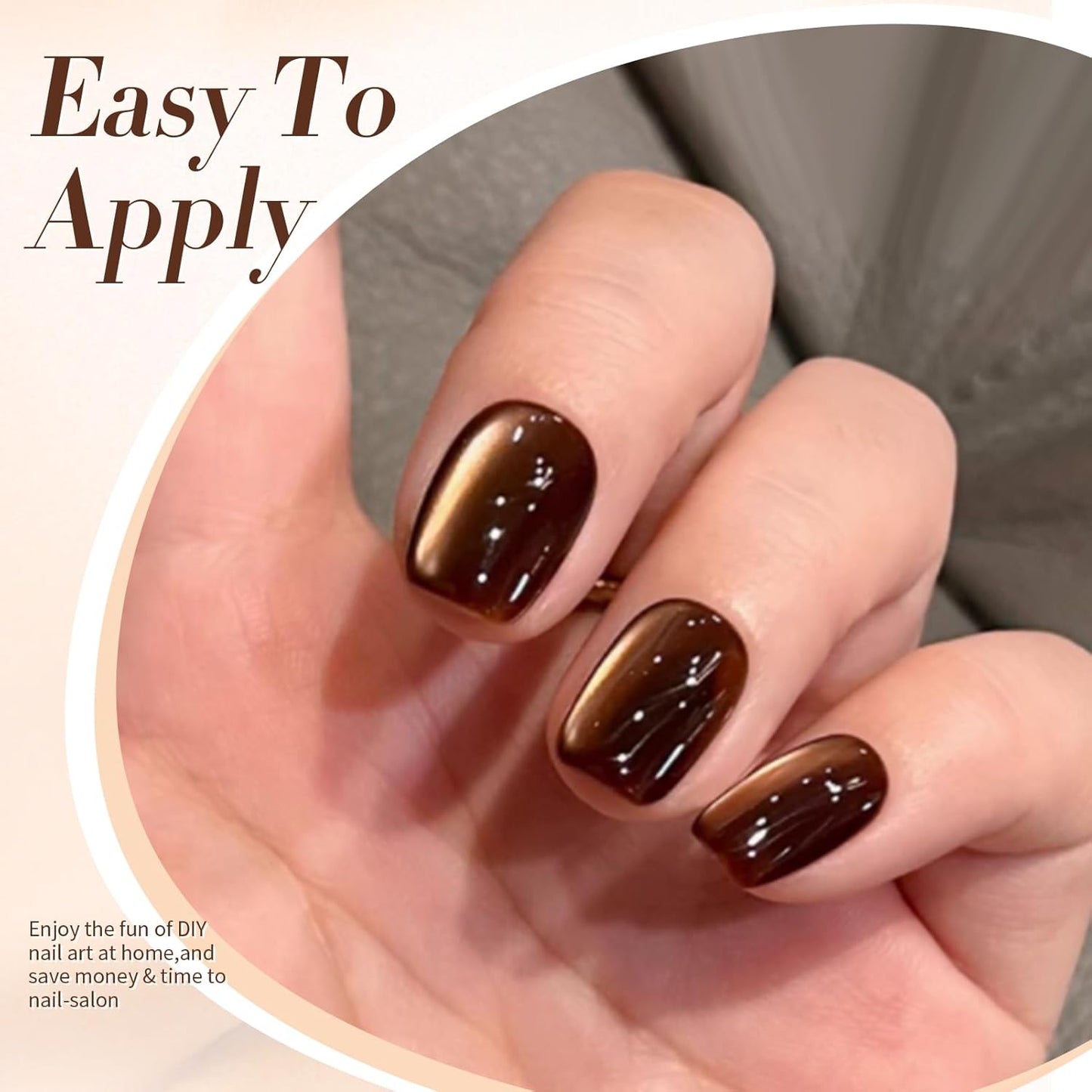 BORN PRETTY Cat Magnetic Eye Gel Nail Polish,Brown Jelly Glass Magnetic Gel Polish Glitter Soak Off Nail Art Salon Manicure Home Gift 15ml-Velvo Beauty