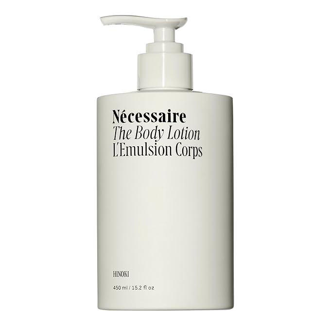Nécessaire The Body Lotion with Pump. Hinoki. Multi-Peptide Firming Lotion to Moisturize, Firm, Strengthen. 2.5% Niacinamide, Vitamin C/E + Omega 6/9. 450ml / 15.2 fl oz-Velvo Beauty