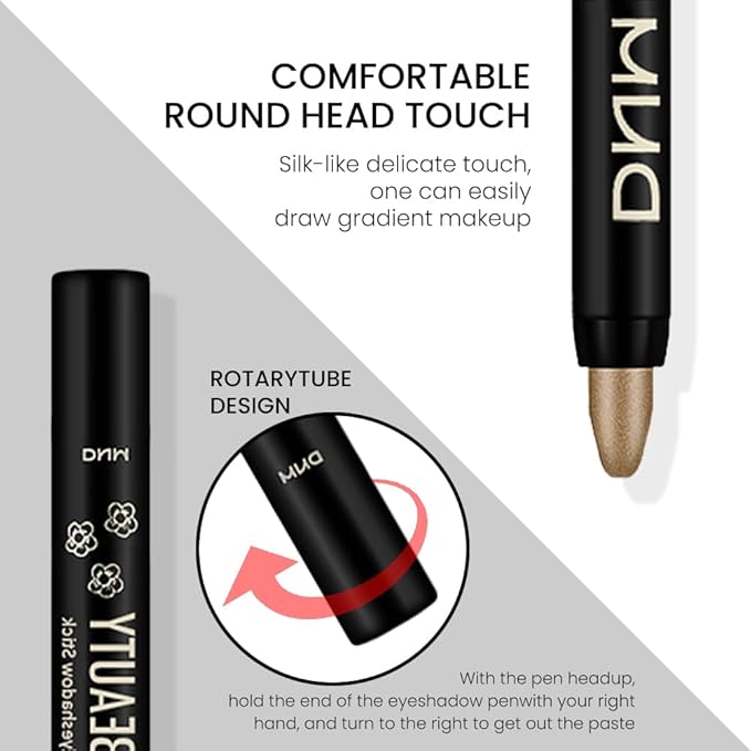 evpct Light Khaki Shimmer Cream Eye Shadow Brightener Sticks Set for Eyes, Khaki Shimmery Matte Pencil Eye shadow Applicator Stick Pen Palette Makeup Waterproof sombras en crema para ojos 04#-Velvo Beauty