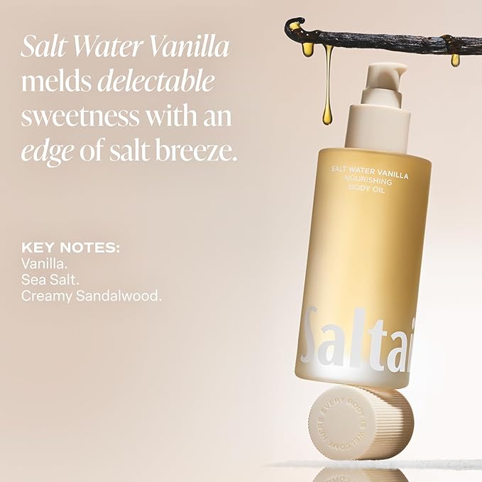 Saltair Body Oil. Luxurious Salt Water Vanilla After Shower and Bath Oil Moisturizer for Women and Men. Botanical, Non-Greasy, and Well-Absorbing Lotion for Hydrating Dry Skin. 4oz Pump Bottle-Velvo Beauty