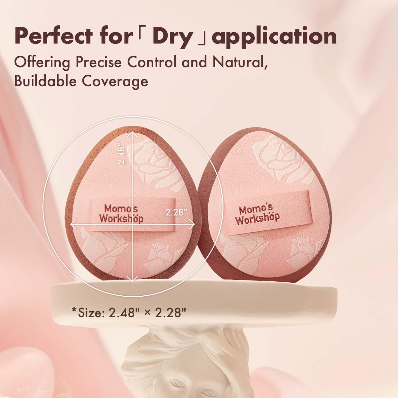 Multi-Use Mini Makeup Sponge Set,Oil-Control & Makeup Setting, Cut-Edge Design for Cream & Powder Products, for Oily Skin,Pink-Brown, 3PCS Mini Beauty Concealer Sponges & Storage Case-Velvo Beauty