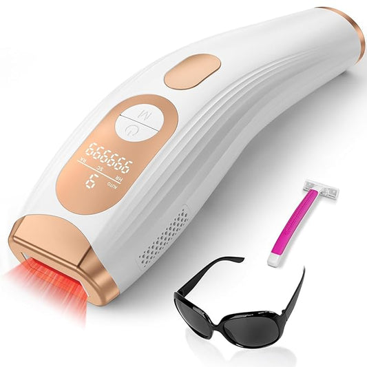 Laser Hair Removal IPL Laser Hair Removal for Women and Men Permanent, 999999 Flashes, At-Home Hair Removal Device for Facial Legs Arms Whole Body Use (White Gold)-Velvo Beauty