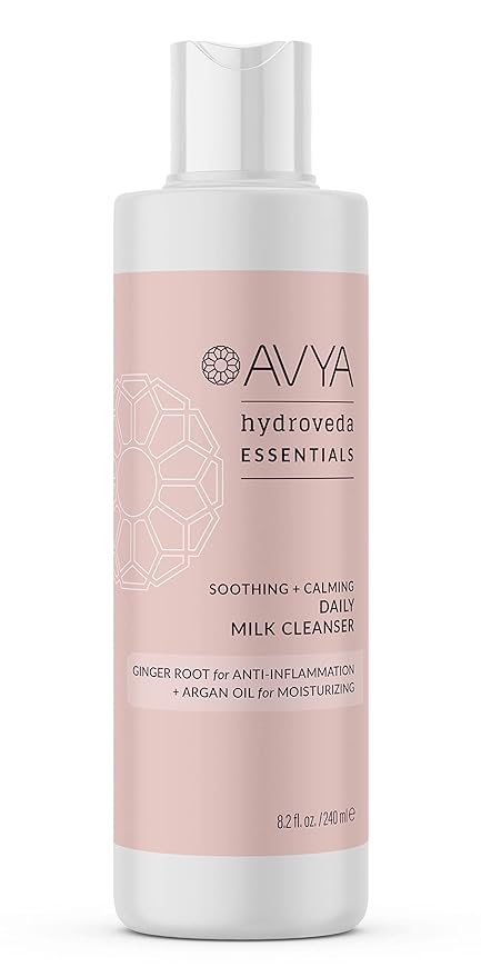 AVYA Hydroveda Essentials Daily Milk Cleanser (8.2oz) - Advanced Ayurvedic Skincare/Removes Makeup and Impurities for Natural Radiance/Ginger Blend Great for Sensitive Skin-Velvo Beauty
