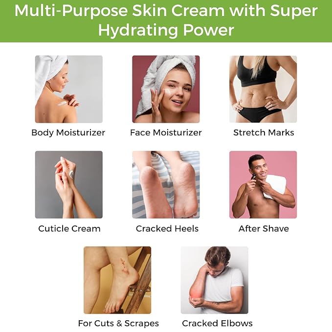 RaGaNaturals Natural Moisturizing Cream - Body & Face Moisturizer for Dry to Very Dry, Sensitive Skin - Unscented Body Cream with Vitamin E & Avocado, Argan Oil - Non-Comedogenic, Fragrance Free -8 Oz-Velvo Beauty