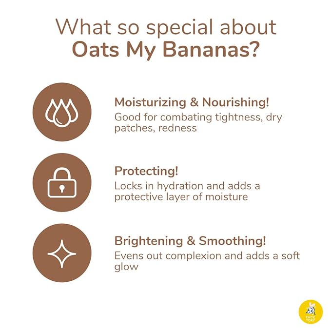 FACETORY K Beauty Face Mask Skin Care - OATS MY BANANAS CALMING Sheet Mask with Oat Extract | Milky Essence Soothes & Moisturizes (10 Pack)-Velvo Beauty
