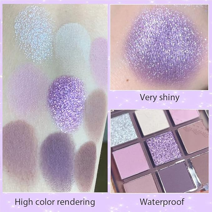 Purple Silver White Pink Tan Grape Matte Shimmer Eyeshadow Palette for Eye Makeup,High Pigmented Eye Shadow make up Powder Palet de sombras de ojos-Velvo Beauty