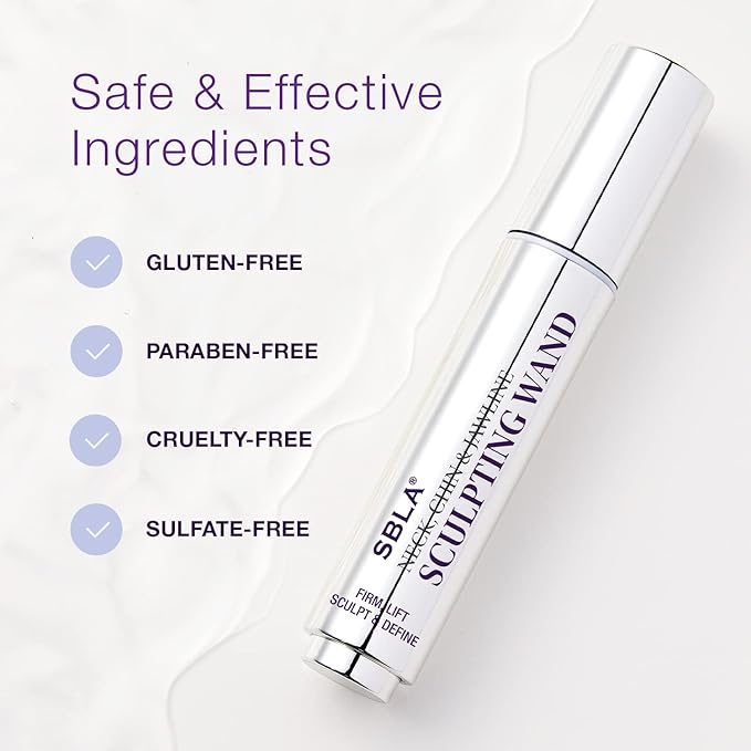 SBLA Beauty - Neck, Chin & Jawline Sculpting Wand 0.7 Fl Oz / 20mL - Lifts & Firms the Neck, Chin, Jawline & Decollete - Reduces Lines & Wrinkles - Smooths, Tightens Sagging Skin - Evens Out Skin Tone-Velvo Beauty