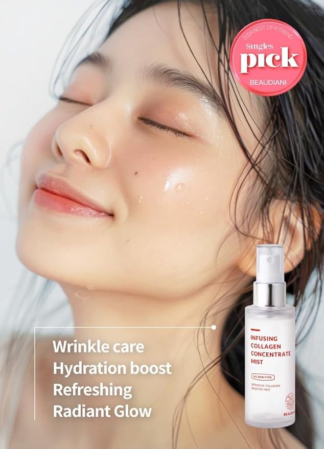 Collagen Facial Mist – Hydrating & Firming Spray for Face, Anti-Wrinkle Korean Skincare, Daily Moisturizer & Skin Tightening Mist with Nourishing Collagen (1.69 fl oz)-Velvo Beauty