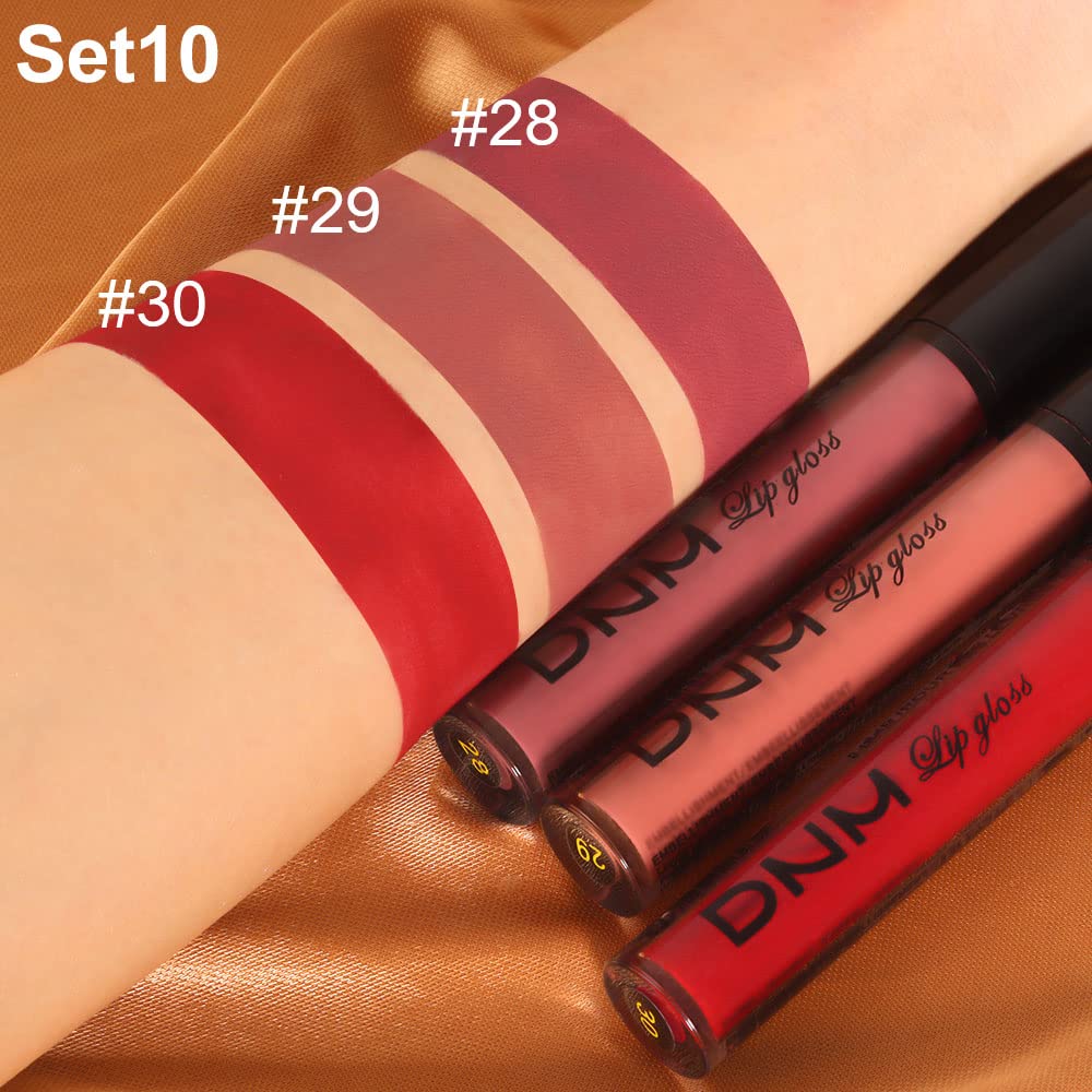 evpct 3Pcs Mauve Neutral Light Rosey Nude Blue Red Matte Liquid Lipstick Lip Stain Sets for Women Long Lasting 24 Hours Lipstick Light Skin labiales matte larga duracion 24 matenhoras originales-Velvo Beauty