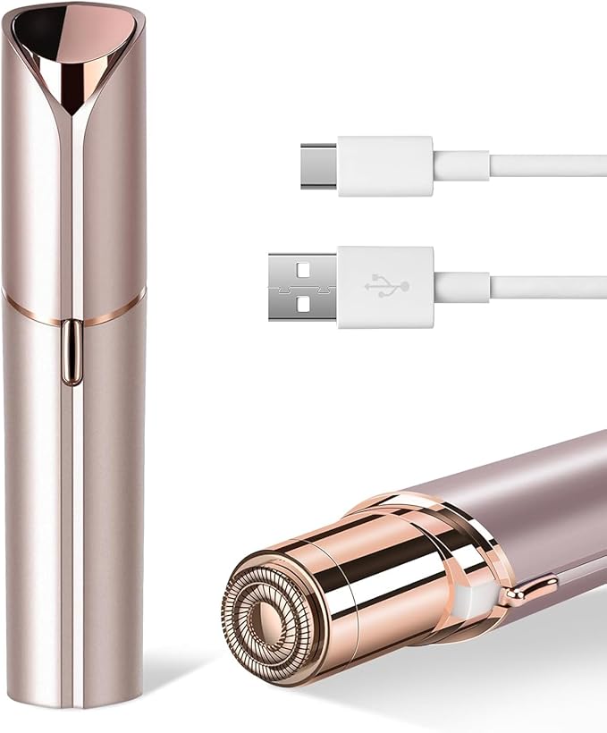 Facial Hair Remover for Women- as Seen on TV Painless Face Shaver -Mini Hair Remover, Electric Razor Shaver Portable Bikini Epilator for Lips, Chin, Armpit, Peach Fuzz, Fingers, Neck, Cheek(Champagne-Velvo Beauty