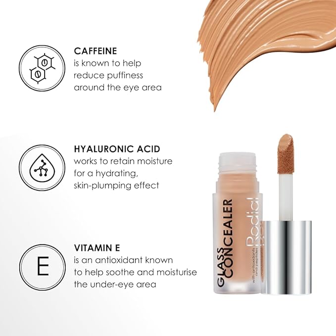 Rodial Glass Concealer Shade 4 - Luminous, Full-Coverage Cream with Peptides and Antioxidants for Flawless Skin, 0.1 fl. oz.-Velvo Beauty