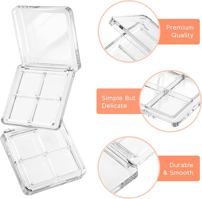 Beaupretty 8 Pieces Empty Eyeshadow Pallet 4 Grids Eye Shadow Lipstick Storage Case Box Clear Makeup DIY Cosmetic Organizer Container-Velvo Beauty
