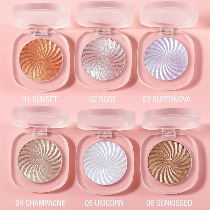 Cream Highlighter Makeup Palette, Glow Highlighters Makeup Powder, Suit for Cheeks, Body, Eyeshadow, Silver Light Pink Rose Gold Purple Champagne, Vegan, Talc Free (02)-Velvo Beauty
