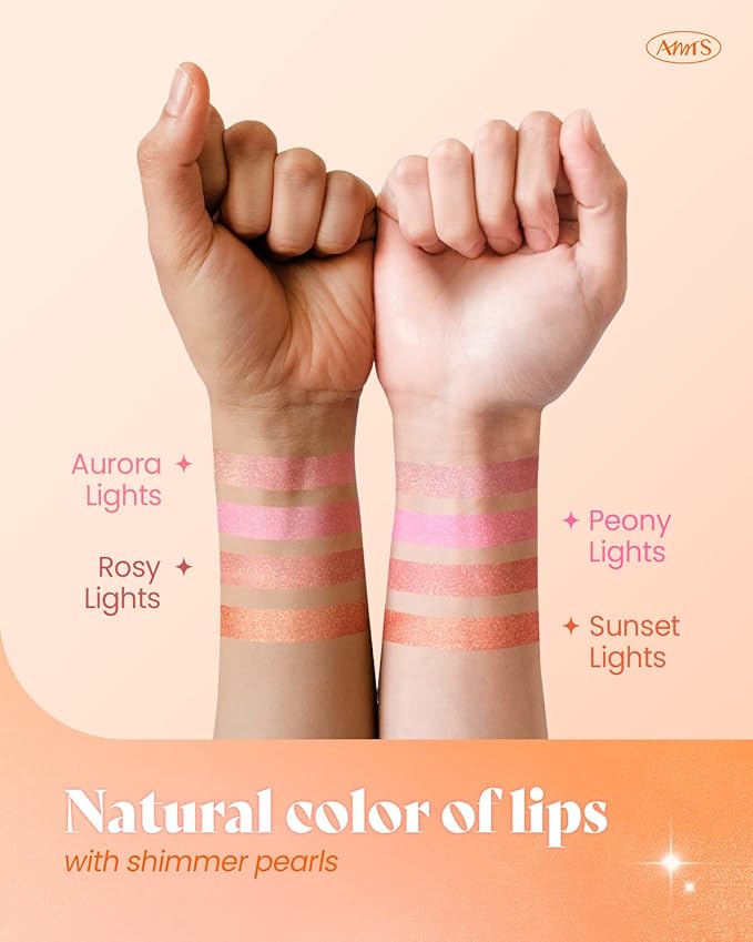 AMTS Tinted Lip Balm - Sunset Lights | Hydrating Glitter Lipstick | Pearl Shimmering Daily Lip Makeup for dry, cracked, chapped lips | korean beauty Moisture Lip Tint-Velvo Beauty
