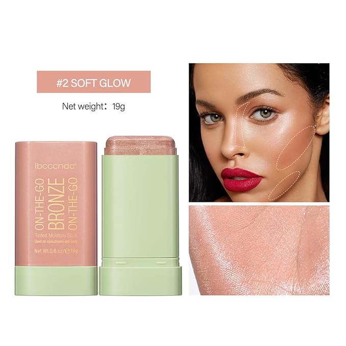 Multi-Use Makeup Blush Stick, Beauty Tinted Solid Blush Stick,Facial Contouring Highlight & Brighten Face Stick, Waterproof Moisturizer Stick, Suitable for All Skin (2#Soft Glow)-Velvo Beauty