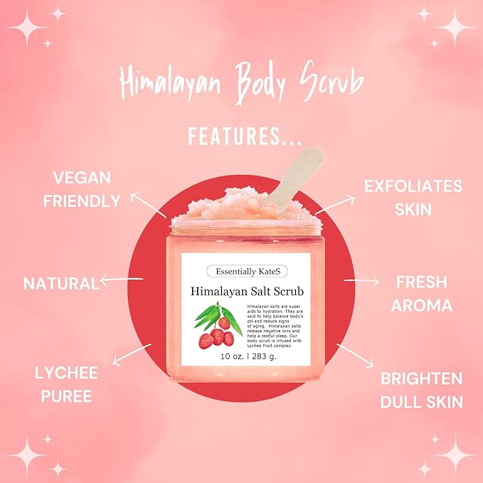 Himalayan Salt Scrub 10 oz - UNCOVER ULTIMATE SKIN HYDRATION and bestow glowing, healthier skin - The best stocking stuffer.-Velvo Beauty