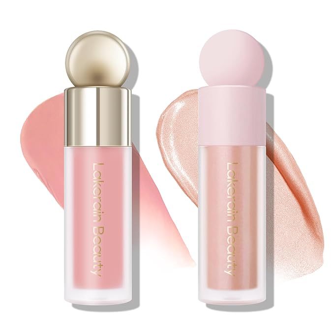 KYDA 2 Colors Liquid Blush Highlighter, Silky Matte Blush, High Glossy Face Illuminator, Natural Glow Finish, Blendable Formula, Set B-Velvo Beauty