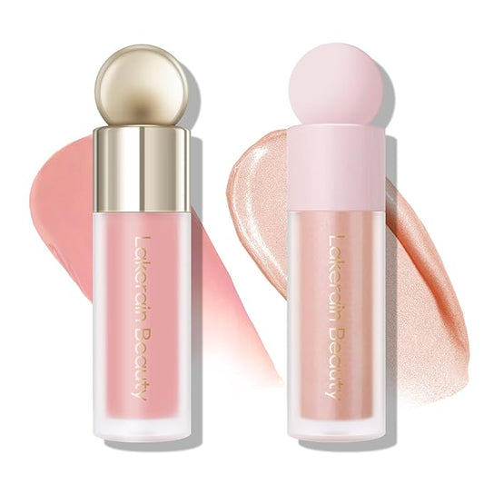 KYDA 2 Colors Liquid Blush Highlighter, Silky Matte Blush, High Glossy Face Illuminator, Natural Glow Finish, Blendable Formula, Set B-Velvo Beauty