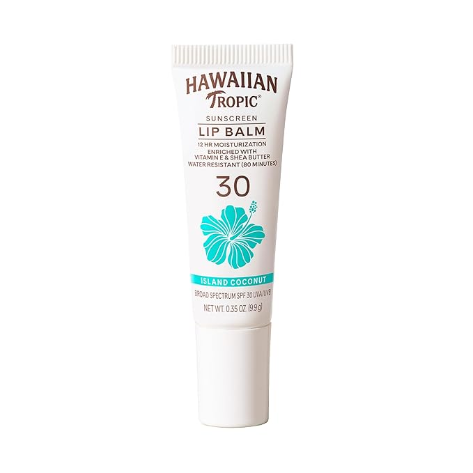 Hawaiian Tropic Lip Sunscreen SPF 30, Island Coconut | SPF Lip Balm, Beach Essentials, Travel Size Sunscreen for Lips, 0.3oz-Velvo Beauty