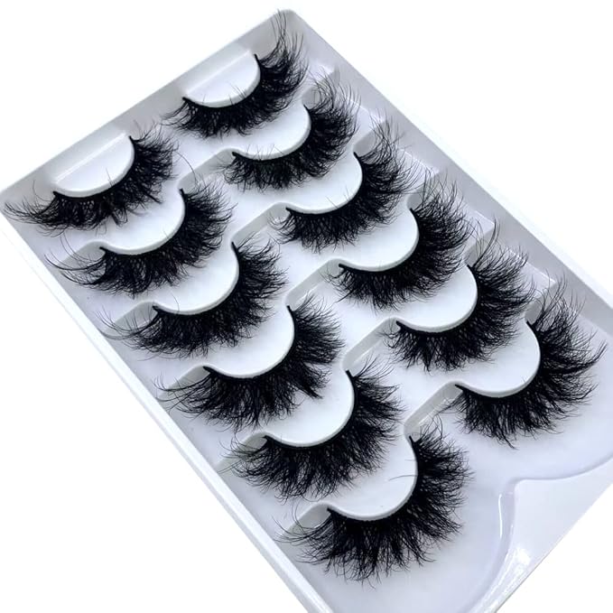 HBZGTLAD 6 Pairs Fluffy False Eyelashes Natural Faux Mink Strip 3D Lashes Pack (SR-1)-Velvo Beauty