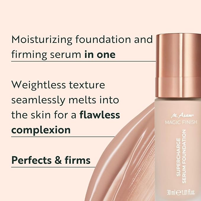 M. Asam MAGIC FINISH Supercharge Serum Foundation Rose Fair (1.01 Fl Oz) - Moisturizing Make Up & Firming Face Serum In One, Anti-aging CC Cream With Optimal Coverage & Hyaluronic Acid-Velvo Beauty