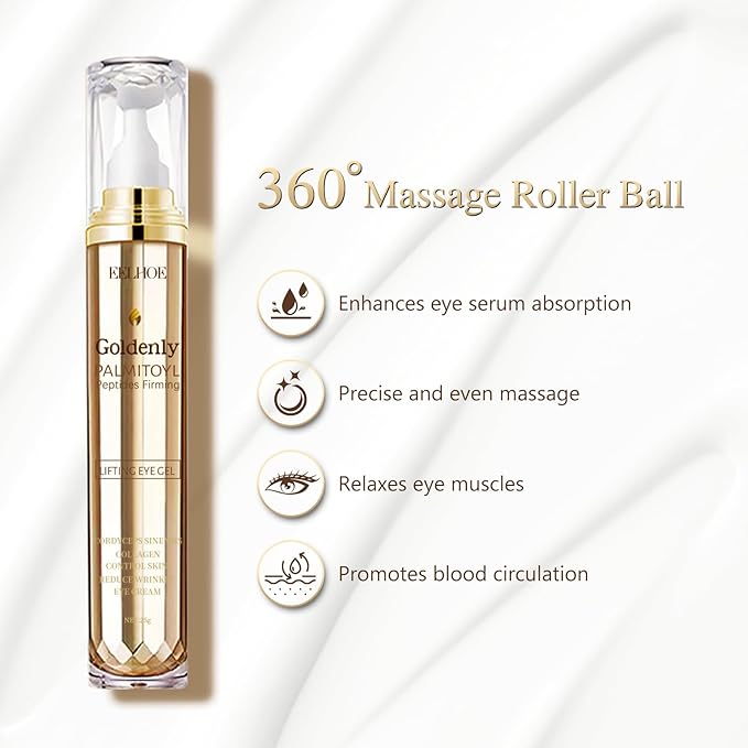 Caffeine Eye Serum Anti Aging, Eye Serum for Dark Circles and Puffiness, Retinol Eye Cream with 360°Massage Ball, Reduce Eye Wrinkles and Fine Lines-Velvo Beauty