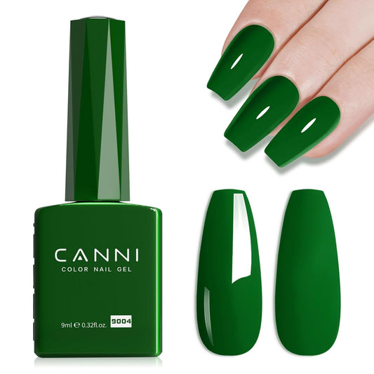 CANNI Green Gel Nail Polish, 1Pcs Emerald Dark Green Color Gel Polish Nail High Gloss Soak Off UV French Manicure Salon DIY-Velvo Beauty
