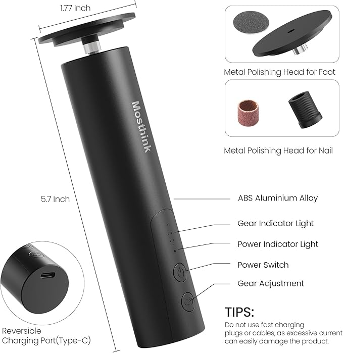 Electric Foot Callus Remover, 2 in 1 | 6 Speed Adjustable Foot File Nail Grinder with Sandpaper Disks, Professional Sander Pedicure Tool for Feet Dead Skin, Self Care Gifts for Women Mom Lover Friends-Velvo Beauty
