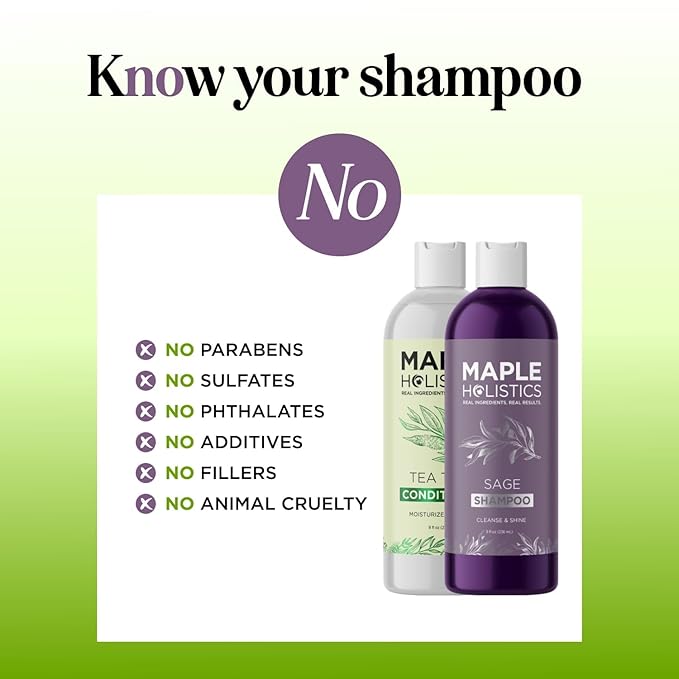 Sulfate Free Shampoo and Conditioner Set - Tea Tree Sage and Rosemary Shampoo and Conditioner for Dry Flaky Scalp Care - Deep Cleansing Color Safe Shampoo and Conditioner for Damaged Dry Hair Care-Velvo Beauty