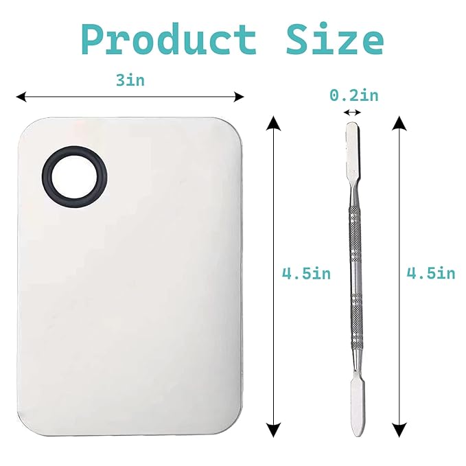 2 in 1 Makeup Mixing Palette Set with Spatula - Stainless Steel Foundation Accessories and Mixing Tools for Cosmetic, Nail Art, Lipstick-Velvo Beauty