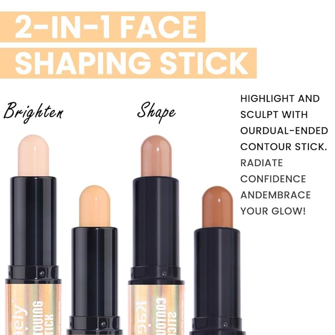 evpct 2in1 Face Shaping & Contouring Stick Cream Contour Concealer Bronzer Stick Makeup Kit for Face Highlighter Makeup Stick contorno maquillaje de maquillaje, ORIGINAL Light + ORIGINAL Universal-Velvo Beauty