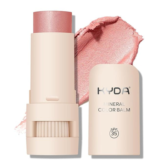 Mineral Color Balm, SPF 35 Multi Color Stick for Lips, Cheeks& Eyes, Blendable Creamy Lightweight Formula, Buildable Shimmer Finish, Multiuse Makeup Stick, Blush-Velvo Beauty
