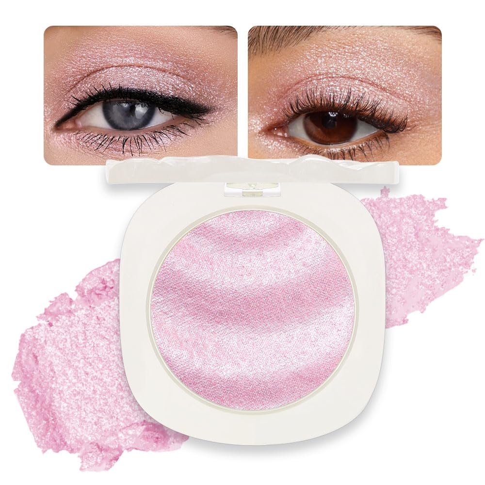 Pink Shimmer Glitter Sparkling Monochrome Eyeshadow Palette,Metallic Single Eye Shadow Palette for Older Women,Long Lasting Naturing-Looking Eye Makeup-Velvo Beauty