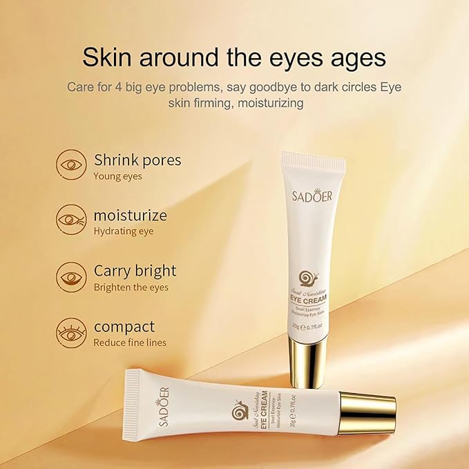 Snail Nourishing Eye Cream - Premium Formula, 20g - Bid Farewell to Dark Circles and Fine Lines and Welcome Elastic and Lustrous Eye Skin-Velvo Beauty