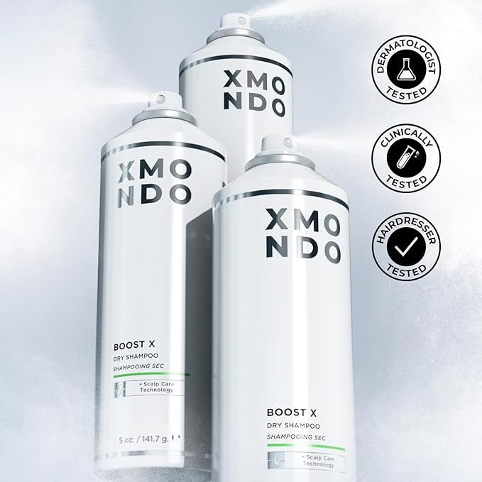 XMONDO Hair BOOST X Dry Shampoo, Zero Residue, Formulated with Saw Palmetto to Promote Scalp Care, Clinically Tested, Dermatologist Tested, Talc-free, Benzene-free, Free of aluminum starch, 5 oz-Velvo Beauty