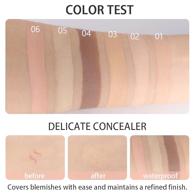 Pro 6 Color Correcting Concealer Palette Light Medium Cream Contouring Makeup for Corrects Dark Circles Red Marks Scars.Beige Creamy Concealer for Mature Skin.Longwear&Waterproof (Netural)-Velvo Beauty