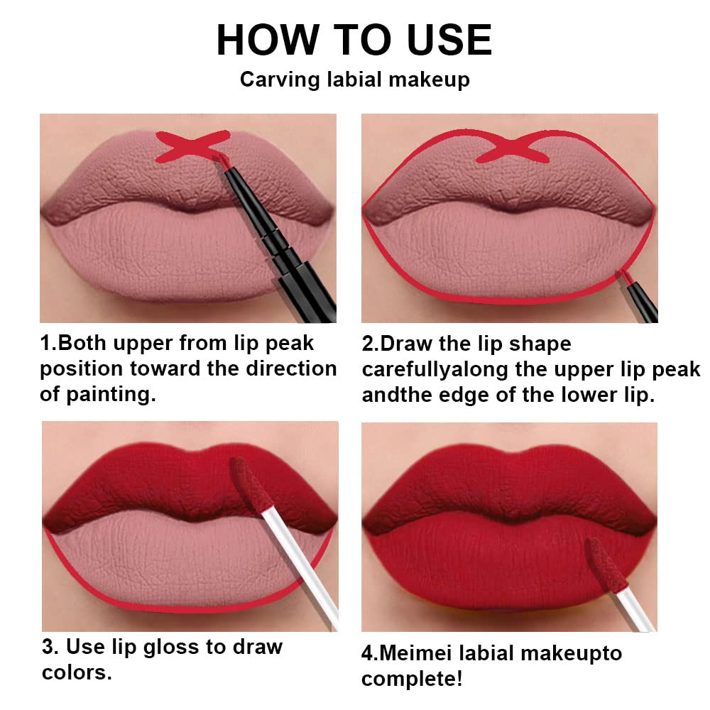 evpct 3Pcs Dark Brown Ruby Deep Red Matte Lip Liner Pencil and Liquid Lipstick Sets for Women Long Lasting Waterproof, 24 Hour Lipstick Lip Stick/Gloss Set labiales mate 24 horas originales, 02-Velvo Beauty