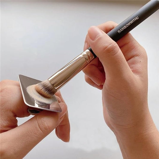 Makeup Spatula Set Stainless Steel, Make Up Tools Mini Mixing Tray with Finger Ring, Makeup Paint Palette, Pack of 2-Velvo Beauty