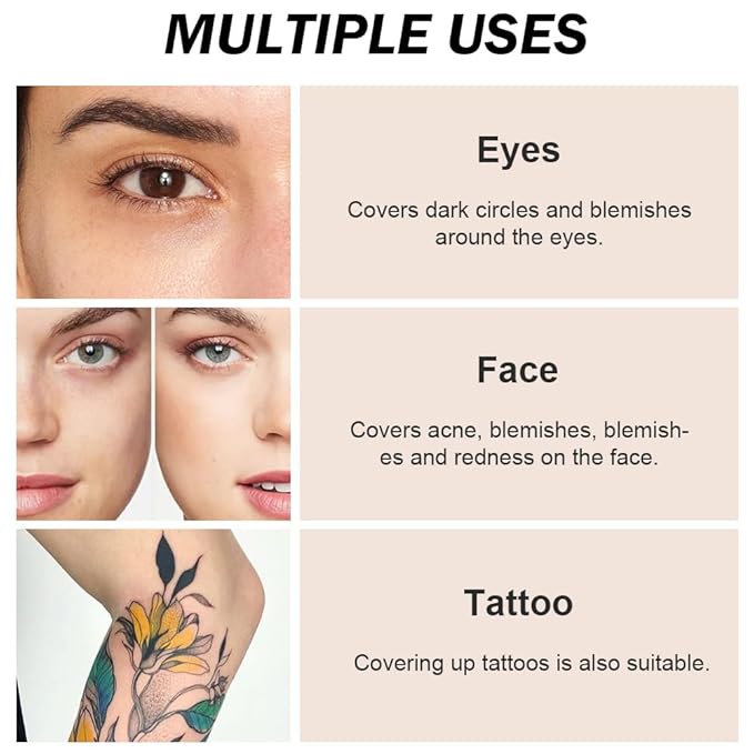 Pot Concealer with Makeup Brush Set,Tattoo Color Correcting Concealer,Full Face Color Correcting Conceal Foundation,Under Eye Concealer Brightener Dark Eye Ring corrector de ojeras (06-TAN)-Velvo Beauty