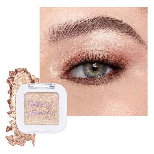 Light Nude Brown Shimmer Single Eyeshadow Makeup Palette, Natural Nude Brown Single Eye Shades, Creamy Pressed Powder for Easy Blending, Mini Travel Palette for Women, Everyday Eyeshadow Makeup-Velvo Beauty