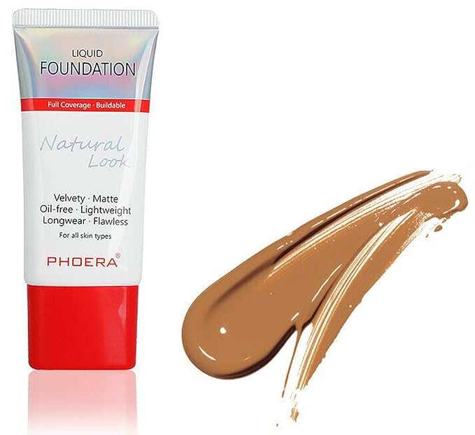 AQUAPURITY PHOERA Full Coverage Foundation New Formula Waterproof Long Lasting Oil Free Velvet Matte Liquid Foundation for Oily Skin Flawless Makeup Base Cream Concealer (106 WARM SUN)-Velvo Beauty