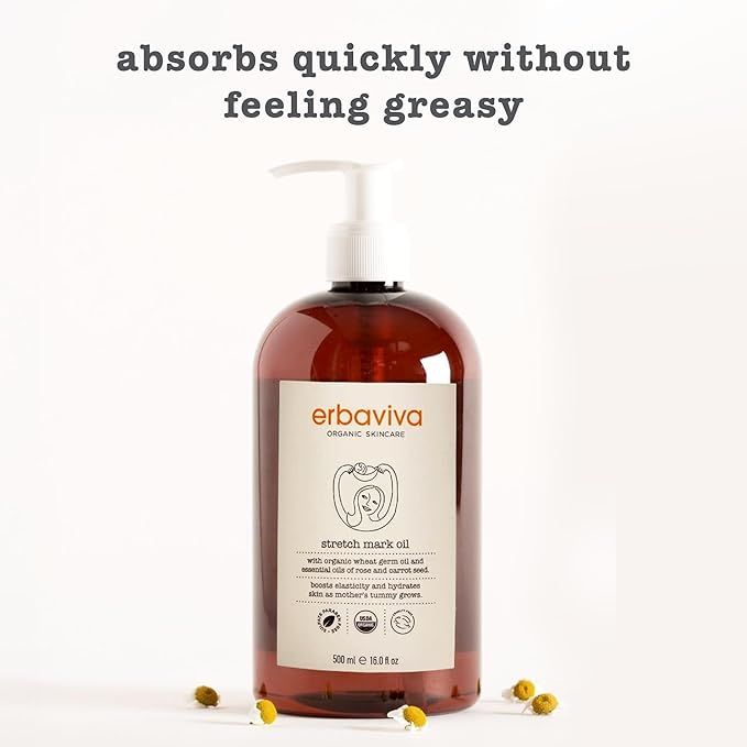 Erbaviva Organic Stretch Mark Oil for Pregnancy, Stretch Marks & Scars - 16 Fl Oz-Velvo Beauty